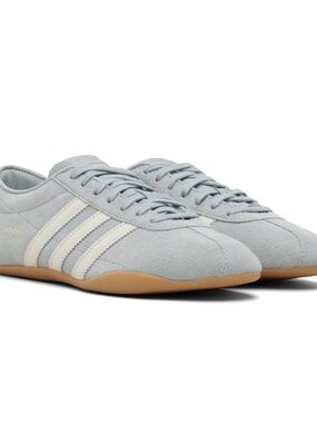 adidas Tokyo Light Blue Suede Low-Profile Sneakers with Cream Stripes